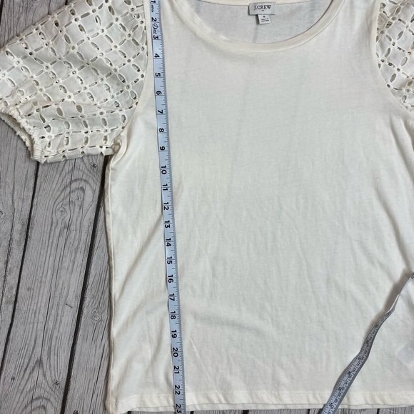 J. Crew Eyelet Puff Short Sleeve Tee Blouse Crewneck - Picture 5 of 9